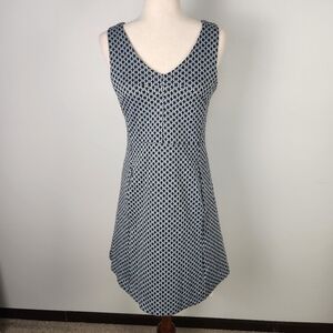 EUC Tyler Boe BLUE & BLACK GEOMETRIC PRINT Sleeveless FIT & FLARE Dress (M) #639
